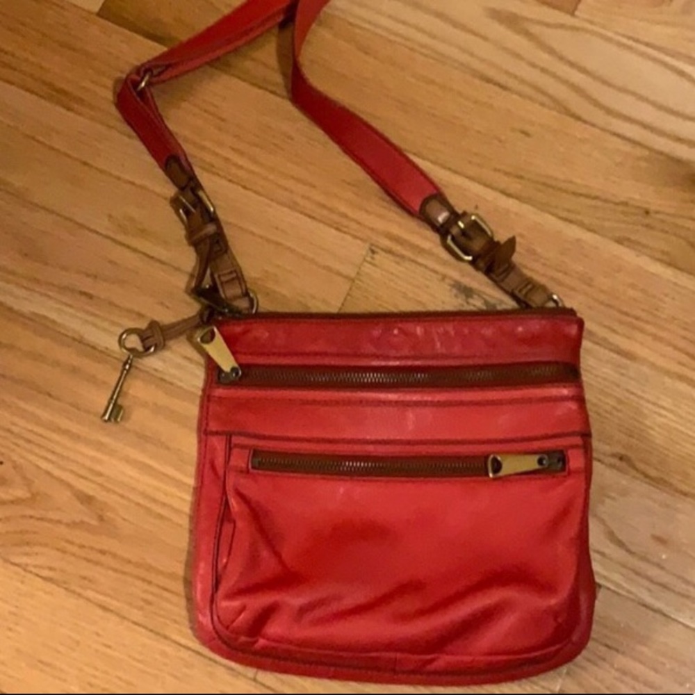 Fossil Authentic red crossbody purse